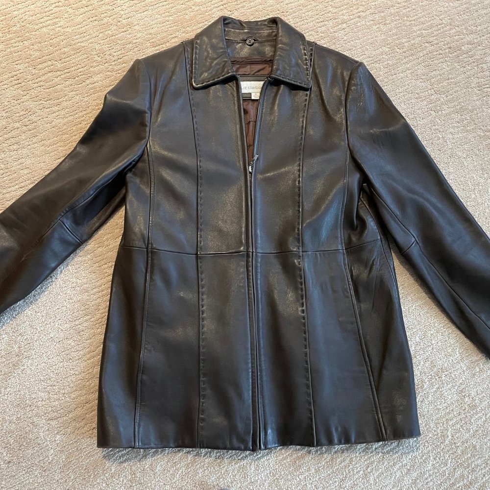 Liz Claiborne women's brown leather car coat